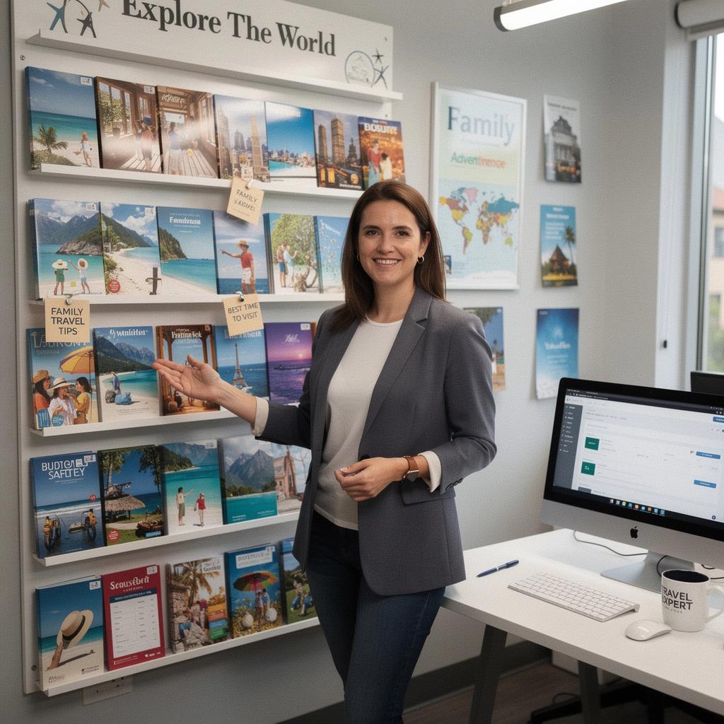 Rodzina korzystająca z aplikacji do planowania podróży na smartfonie.